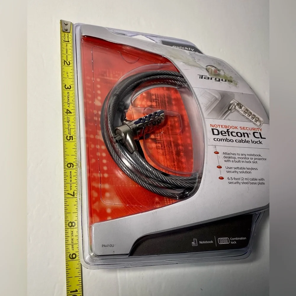 Targus Defcon CL Laptop Combination Cable Lock - 6.5 ft. Cable BRAND NEW SEALED
